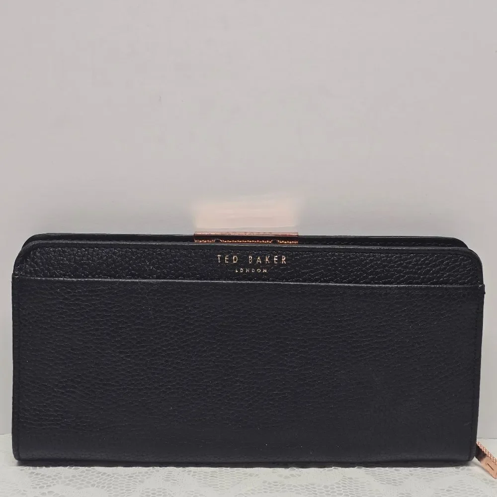 TED BAKER LONDON Jade Black Genuine Leather Zip Around Wallet